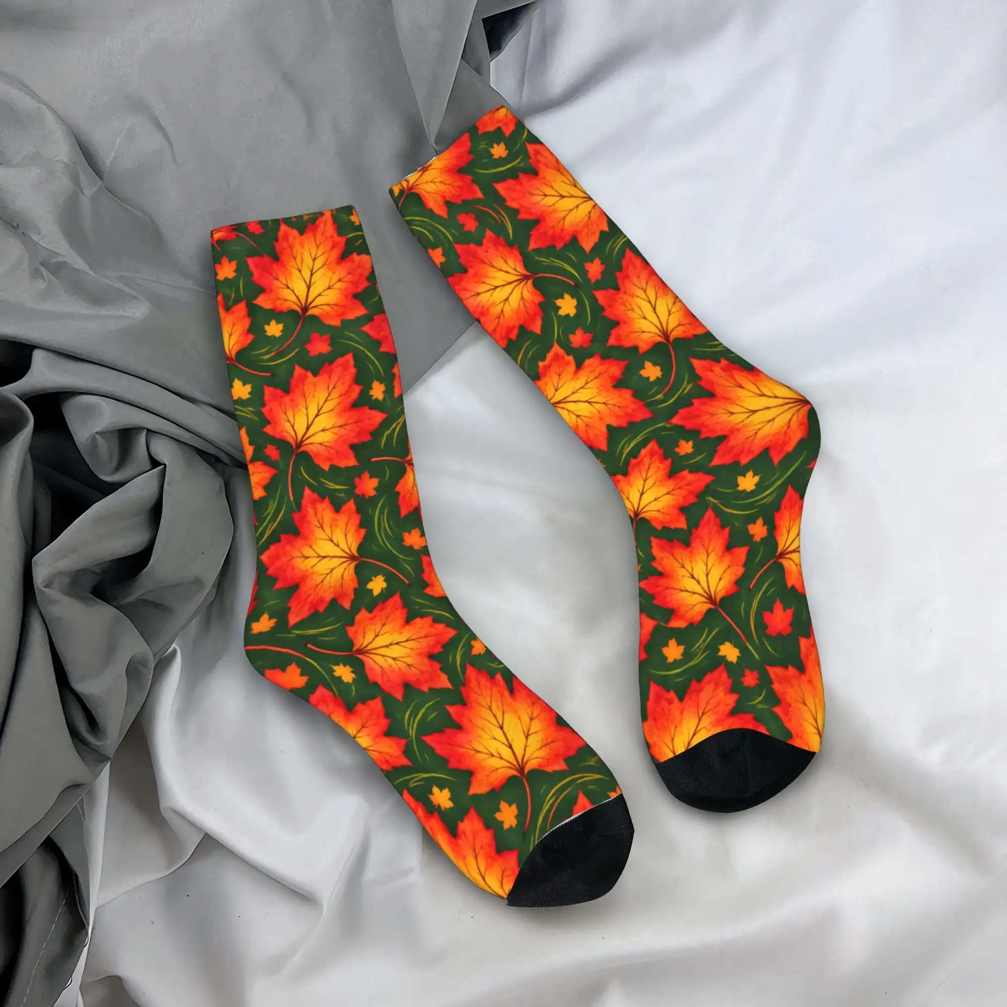Halloween Fall Maple Berry Dress Socks  Casual Stockings Autumn Anti Skid Adults Men Socks Comfortable Outdoor Sports Socks