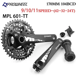 PROWHEEL Mountain Bike Triple 3x9/10/11Speed Crankset 24/32/42T 3S Hollow Integrated Sprocket MTB Crank Bike Parts