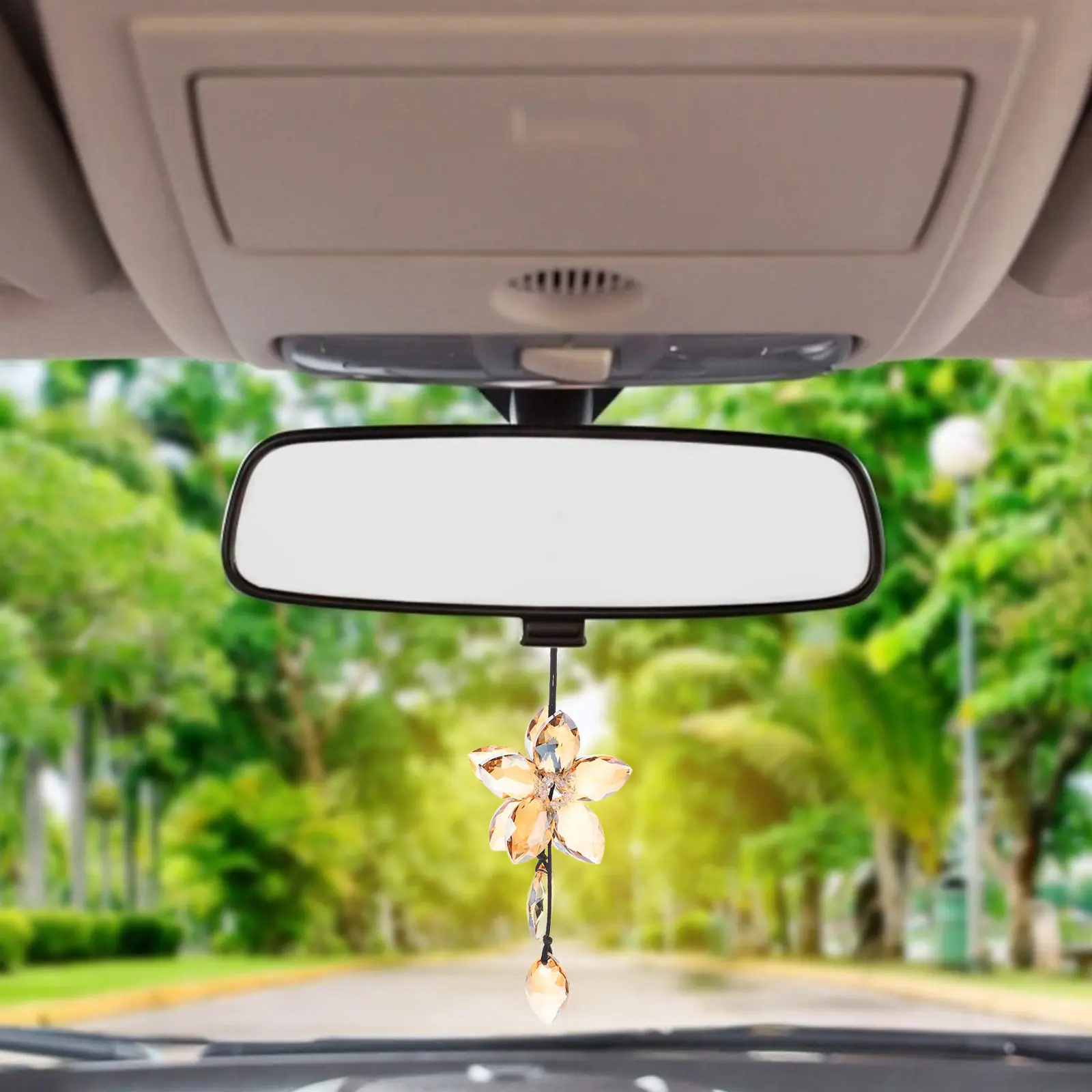 

1Pcs Rearview Mirror Hanging Pendant Gold Crystal Rhinestone Heart Car Interior Ornament Decorative Crystal Curtain