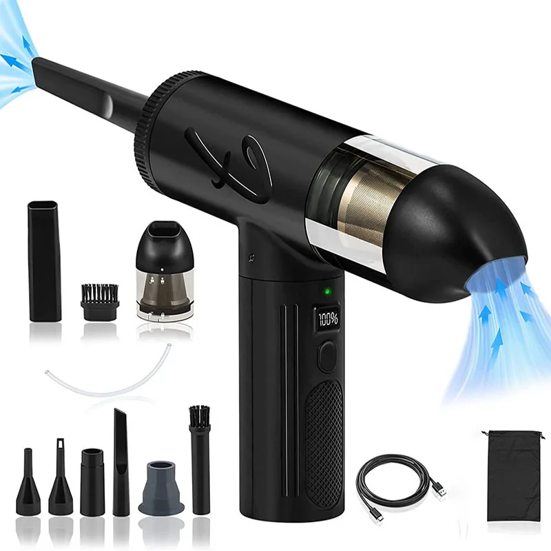 Air Duster Cordless Mini Vacuum Cleaner Cordless Handheld Compressed Air Can 2 In 1 Dust Collector for Desktop Keyboard & Car