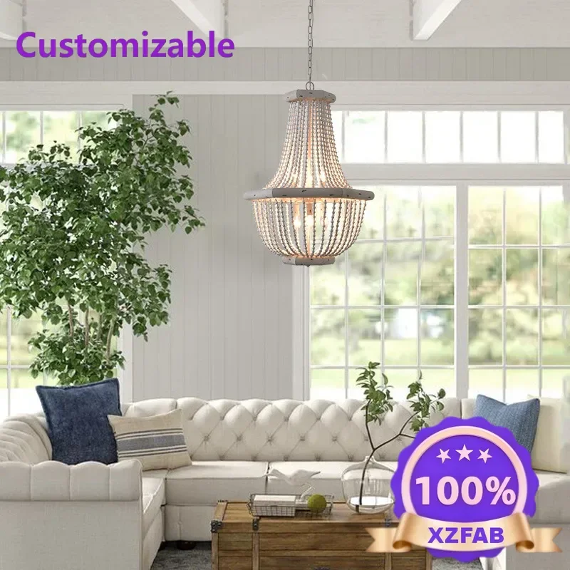 Factory Direct 2026 Cross-border special wooden country retro old wood wood chandelier living room dining room bedroom bed