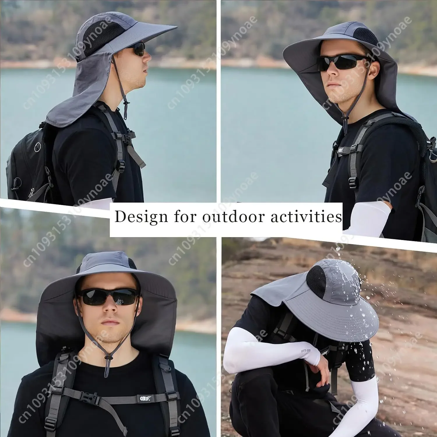 Sonnenhut für Männer und Frauen mit Nackenklappe, UPF 50+, UV-Schutz, zum Wandern, Angeln, Sonnenhut mit breiter Krempe für Damen und Herren, Herren, Damen, Outdoor