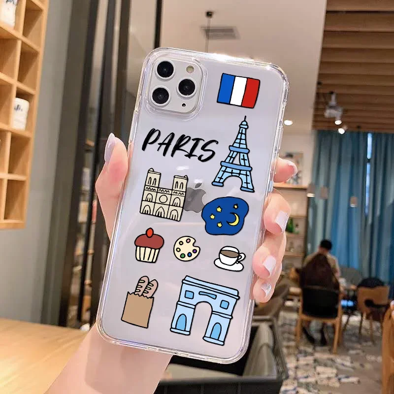 Love New York Paris Phone Case for iPhone 15 14 13 12 11 Pro Max X Xs Max XR SE 2020 8 7 Plus Soft Silicone Cover