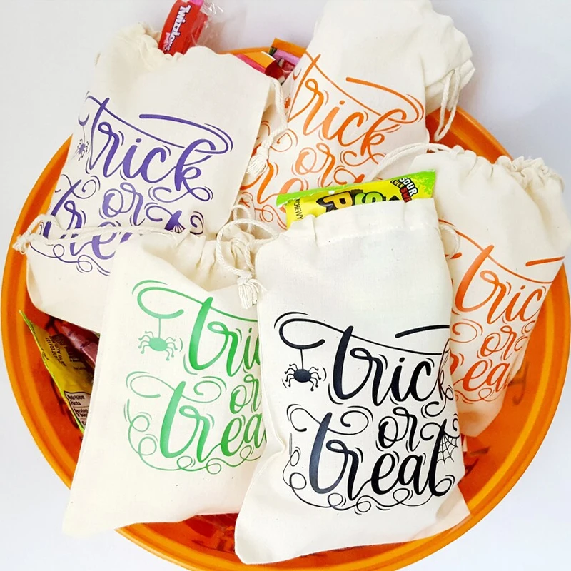 

5pcs Halloween Candy Drawstring Treat Bags Trick or Treat Festival Party Decoration Accessories Perfect Gift for Kids Boys Girls
