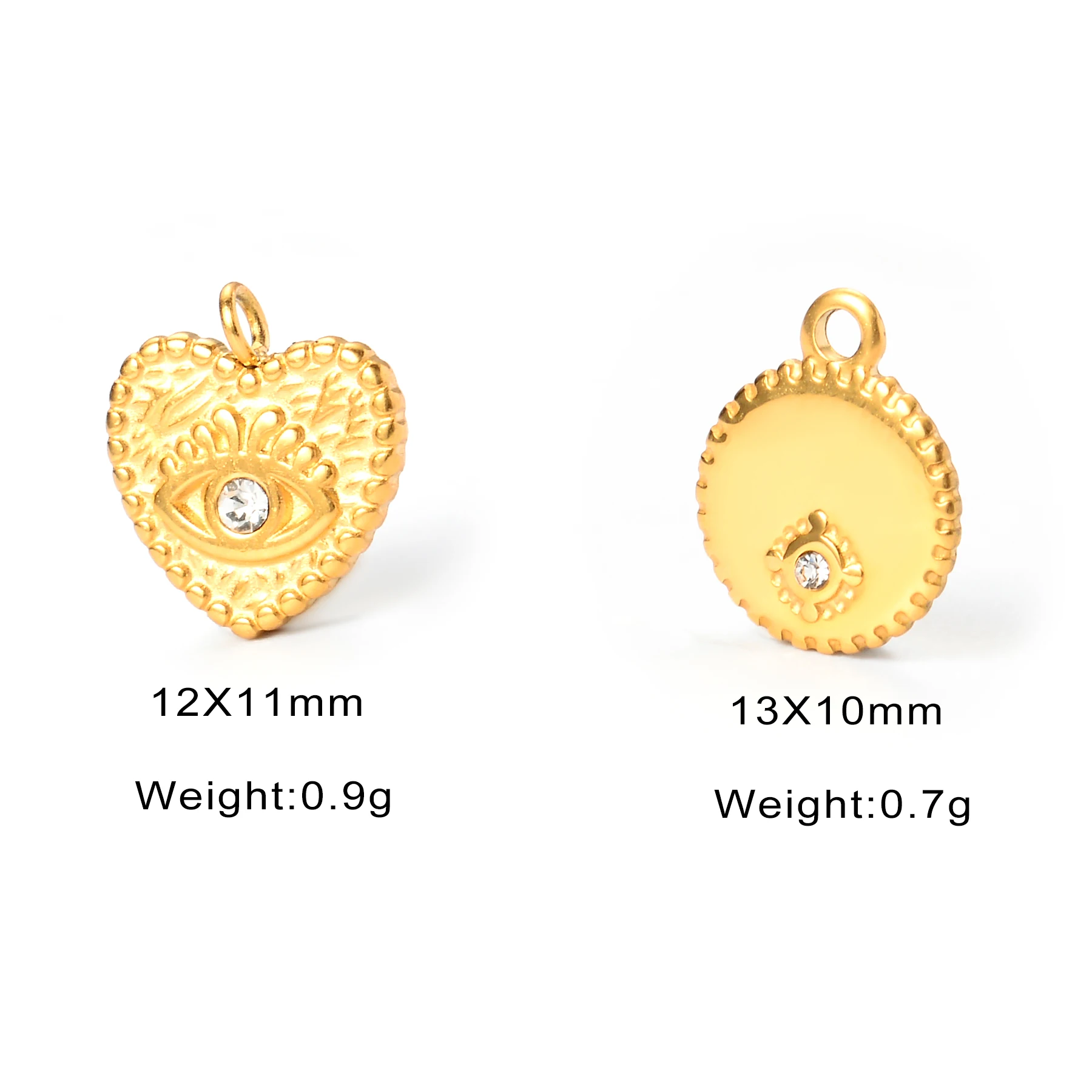 10Pcs New DIY Necklace 18K Accessories Stainless Steel Heart Round Handmade Jewelry Pendant Wholesale