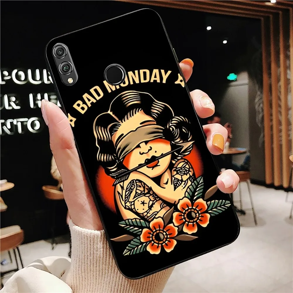 Old School Tattoo Mousepad For Huawei Honor 10 lite 9 20 7A 9X 30 50 60 70 pro plus Soft Silicone Cover