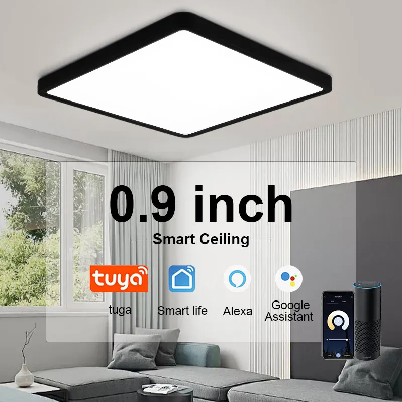 

LED Ceiling Lamp Tuya Smart Square 24W 36W Remote/Phone App Voice Alexa/Google Control Ultrathin Large Ceiling Light Living Room