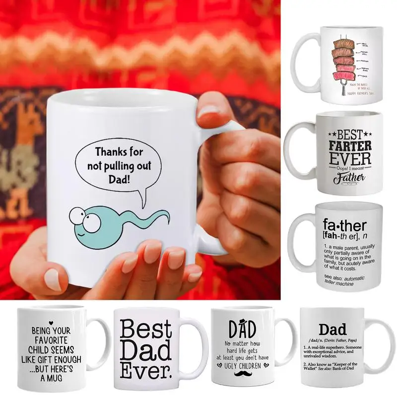 

Father's Day Coffee Mugs 350ml Ceramic Coffee Mugs Father's Day Cups Seasonal Party Photobooth Props For Juice Hot Coffee Wine