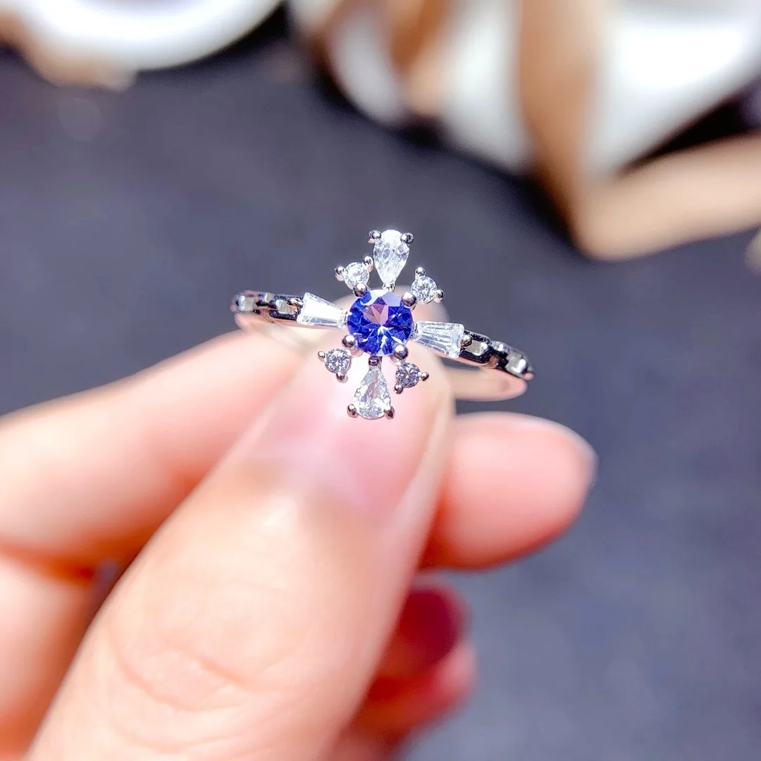 

Elegant Natural Tanzanite S925 Silver Ring High End Fashion Jewelry with A Dazzling Deep Red Gem for Sophisticated Style