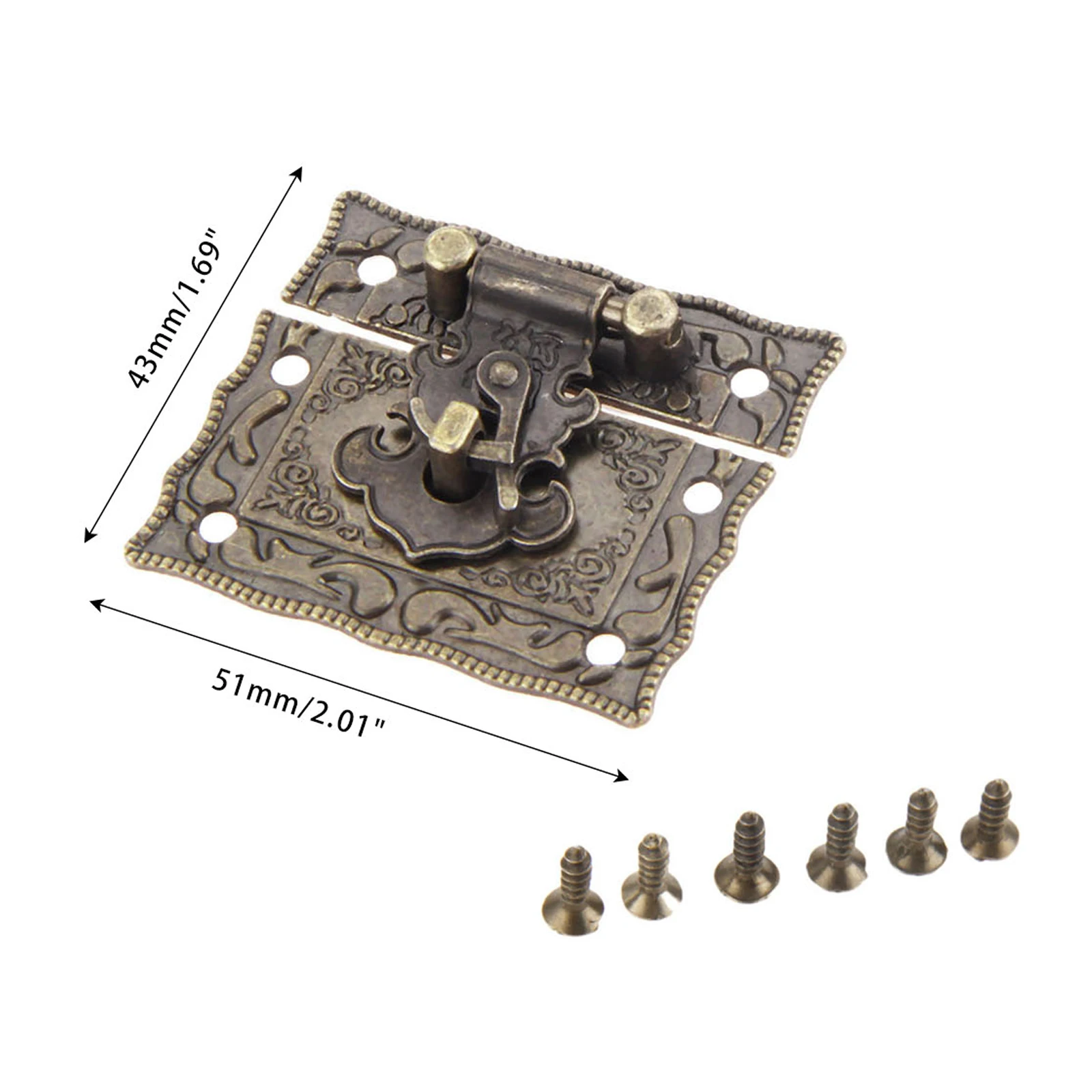 2Pcs Suitcase Cabinet Hinge 36*23mm 1Pc Antique Bronze Jewelry Wooden Box Latch Hasp 51x43mm Clasp Vintage Hardware - Image 6