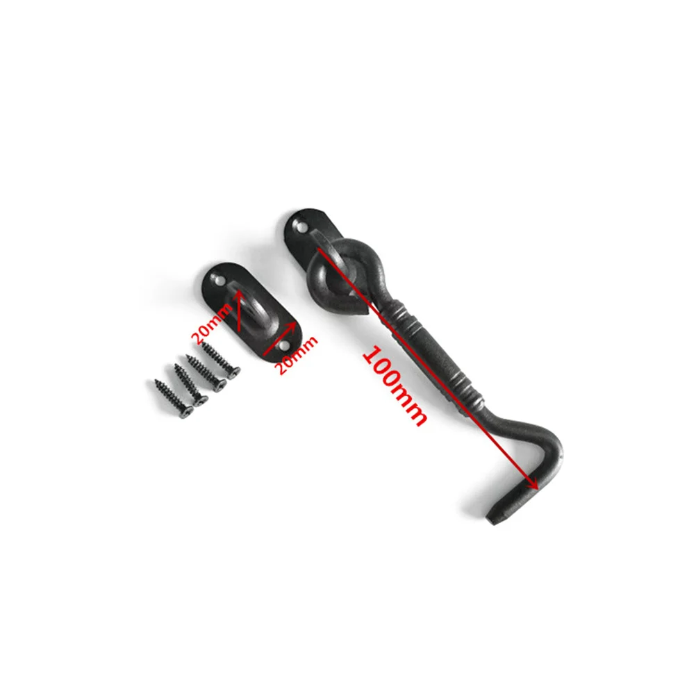 Roestvrijstalen schuifdeurslot Zwart schuurdeurhaakslot Draagbare veilige universele gesp Binnen Buiten Privacy Beveiliging