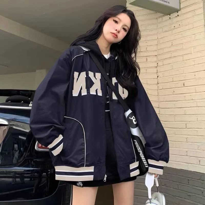 

plus Size 300 Pou American Sle Baseball Jaet Women Loose Meat Covering Sport Sle Thin Outerwear Trendy
