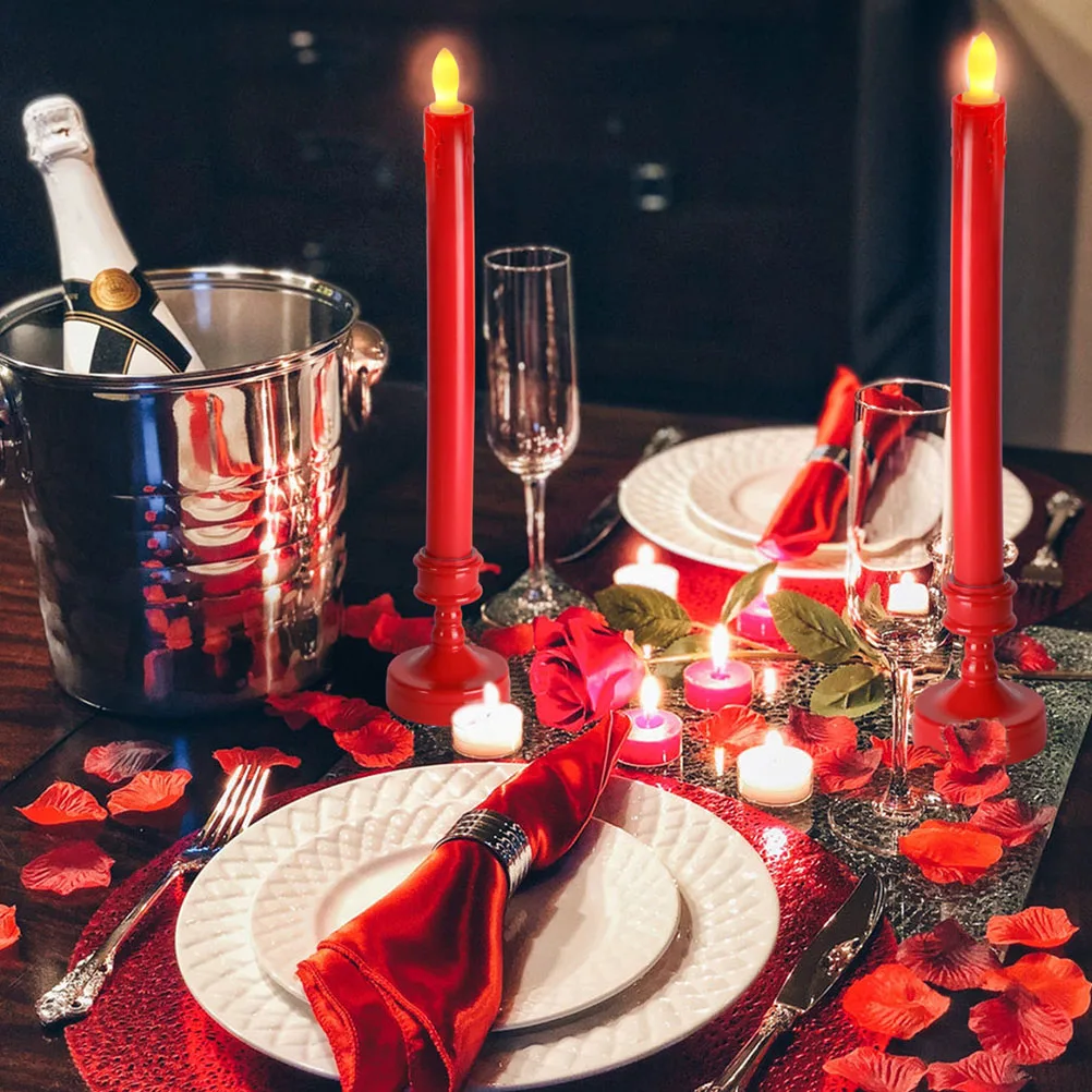 

2pcs LED Taper C Lights Remote Control Light Reusable Electric Decorative Flameless Wax Wedding