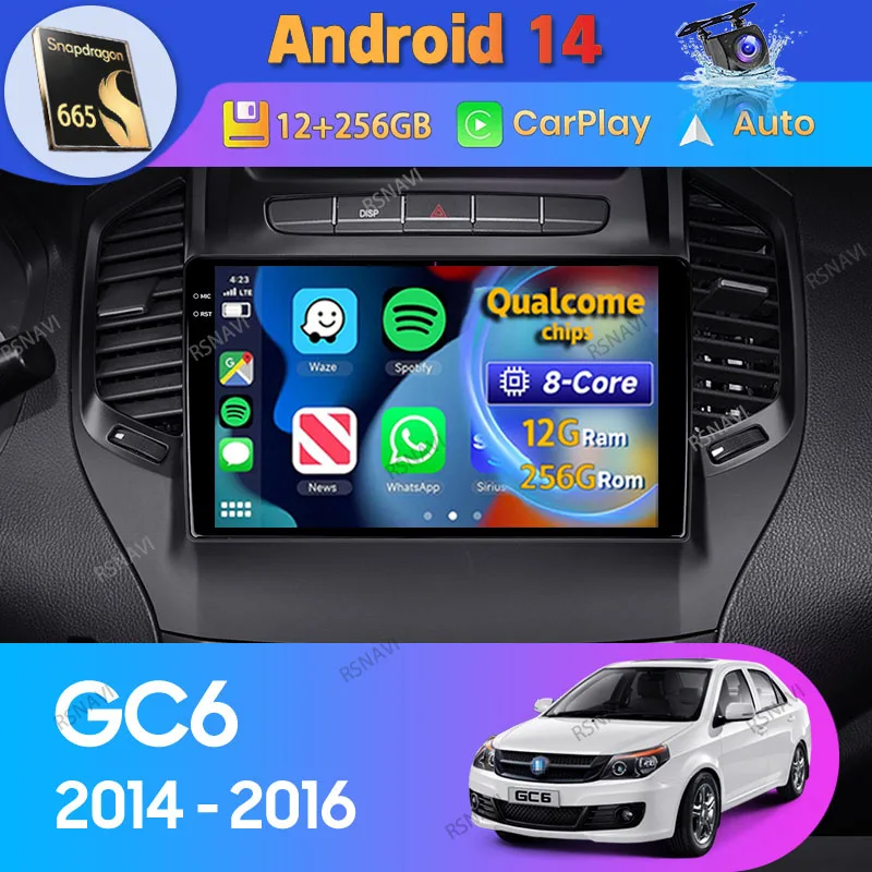 Android 14 Car Radio For Geely GC6 1 2014 2015 2016 Carplay Auto GPS Stereo Video Multimedia 2Din Player Head Unit BT 360 Camera