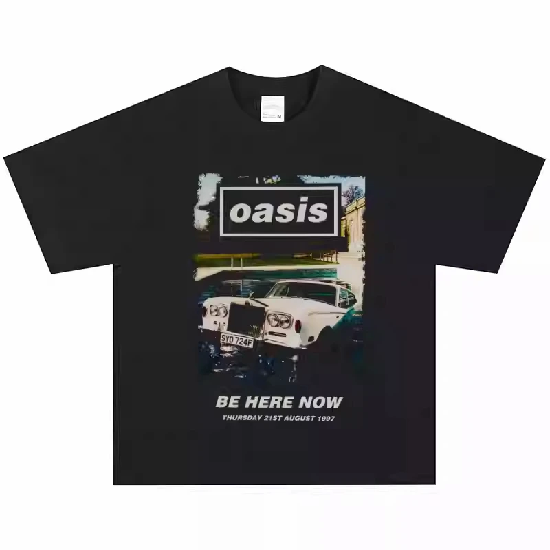 

In 2025, Oasis Band's Rock Heavyweight American Retro Street T-shirt, Aged Hip-hop Short-sleeved and Vintage Long-sleeved