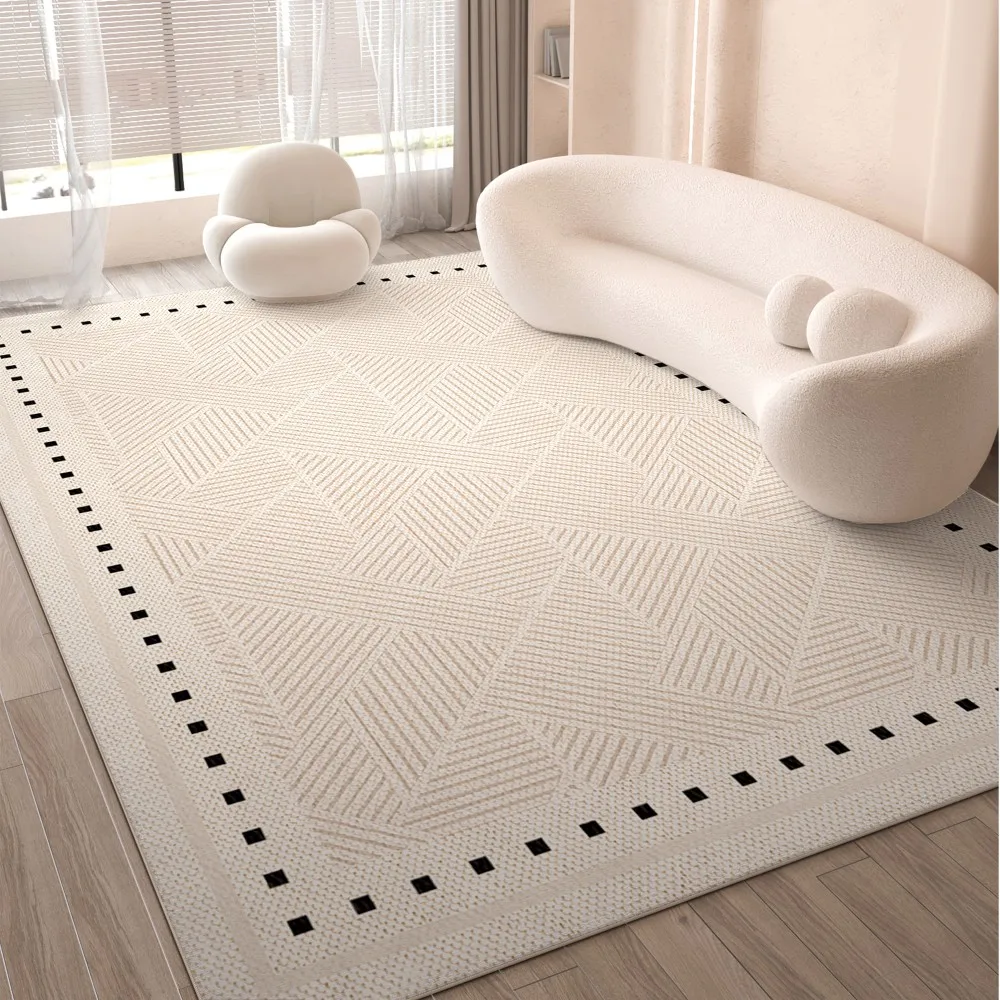 

VIKAMA Ins Wind Geometric Rug Living Room Bedroom Non Slip Wear Resistant Nordic Minimalist Style Large Rug Home Decor