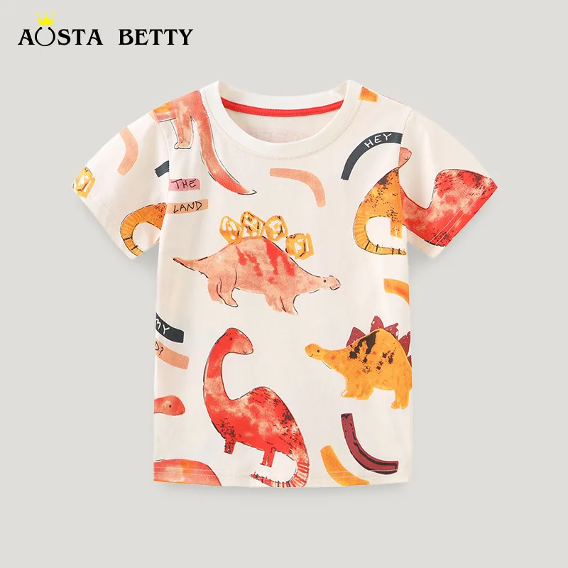 

Fashion Children's ClothingTT-shirt Summer Children Cartoon Dinosaur Printed Short SleeveTT Shirt Knitted Cotton round Neck Chil