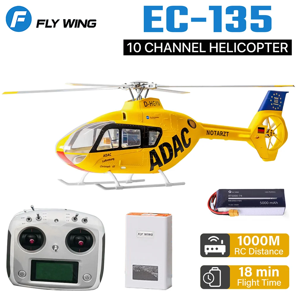 Fly Wing EC-135 RC Helicopter 10CH 6-Axis Gyro GPS 5000mAh Aircraft With ACE Flight Control