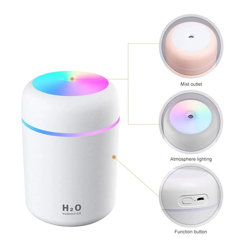 Mini LED Light Cool Mist Fogger Humidificador USB Rechargeable Air Aroma Essential Oil Diffuser Car Humidifiers