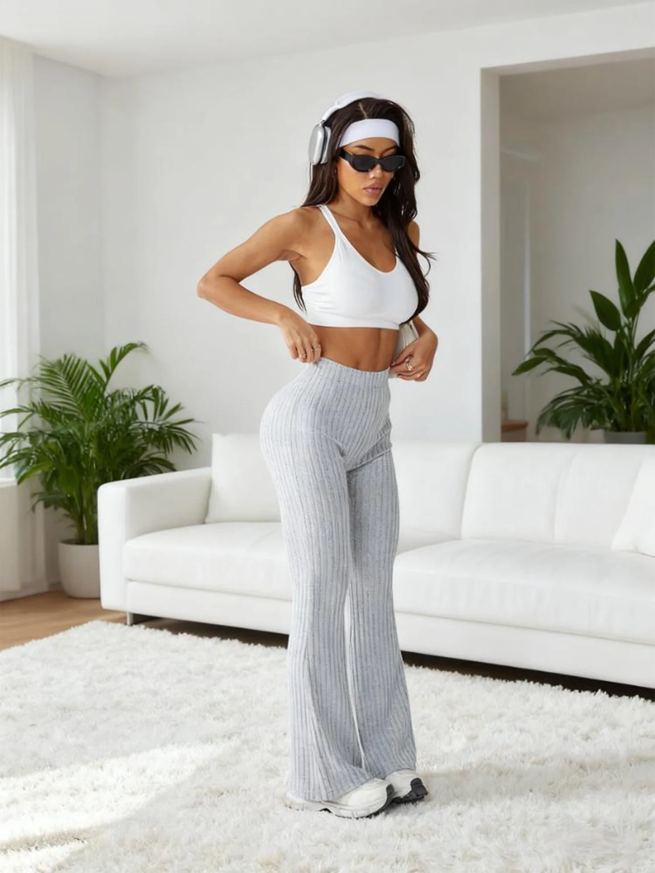 핫세일 하이웨이스트 통기성 플레어 트라우저 시크 애슬레저 피트니스 여성 스포츠 요가-스트릿 요가 짐 팬츠 2025 가을