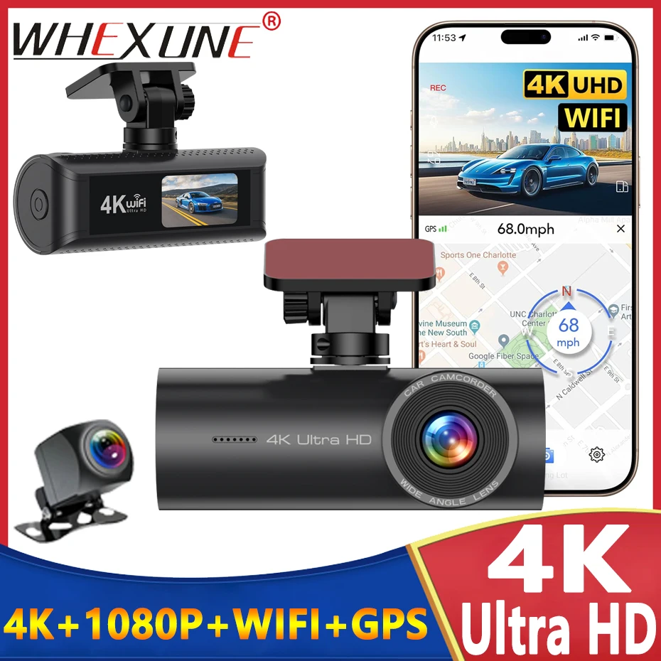 4k-2160p-wifi対応-ドライブレコーダー-車載カメラ-デュアルレンズ-自動暗視-wdr-ビデオレコーダー-gps対応-ブラックボックス-リアビューカメラ