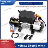 12V Electric Winch 24v Vehicle Crane Electric Hoist Off-road Vehicle Self-rescue Wireless Remote Control Portable Hoist
