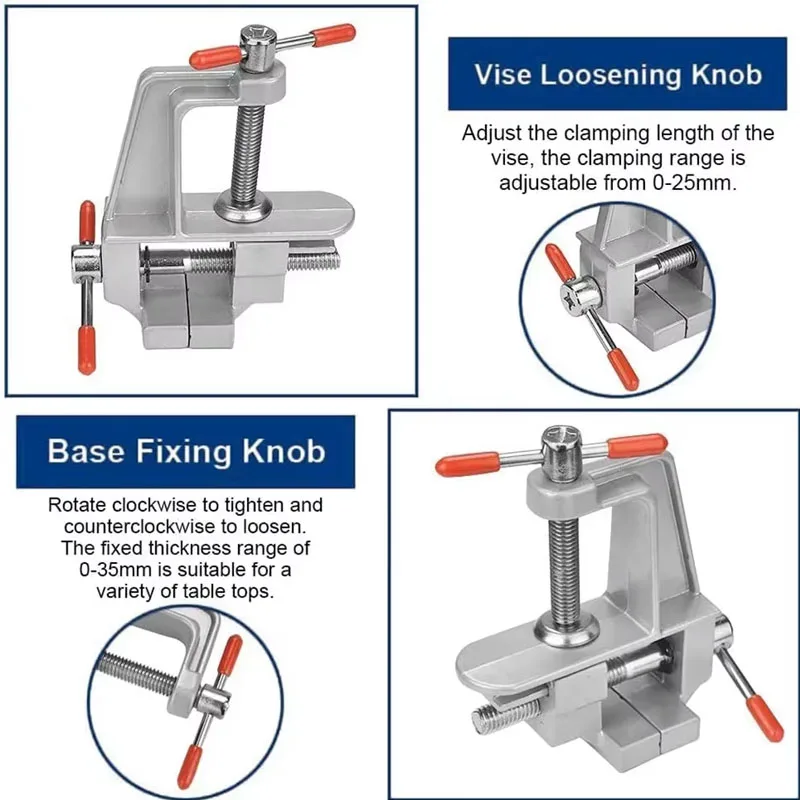 Mini Bench Vise Muliti-Funcational Aluminum Miniature Small Jewelers Hobby Clamp Muliti-Funcational Workbench Drill Press