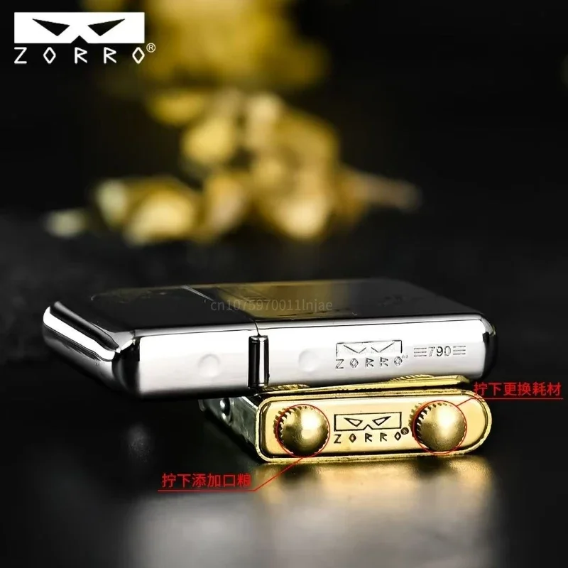 ZORRO The Third Generation 790 High-end White Nickel Two-color Double-sided Lighter Creative Windbreaker Pure Copper