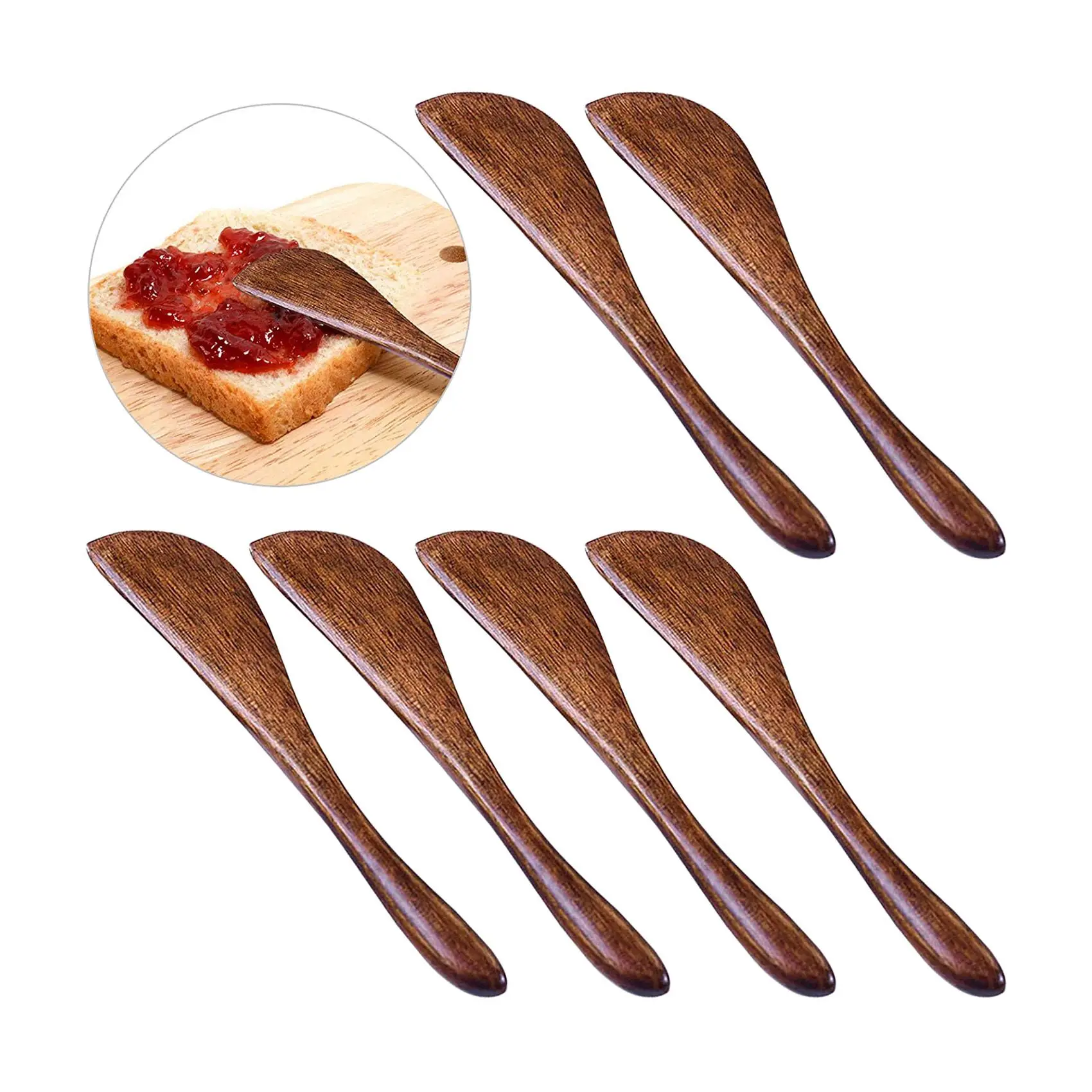 10 Pack Wooden Butter Knife, 6 Inch Condiment Knives Wood Super Handy Kitchen Utensils Jelly Spreader