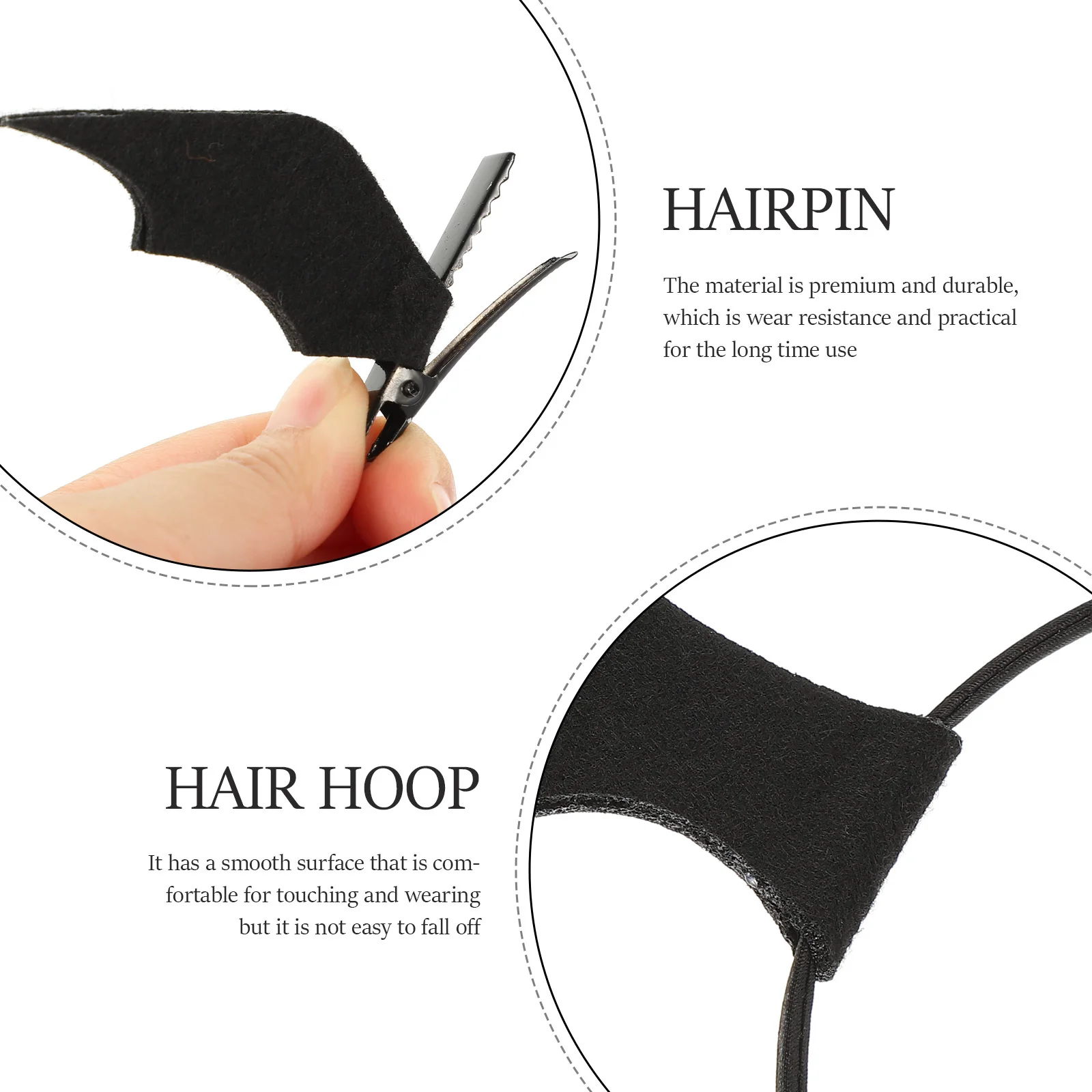 

1Set Halloween Bat Headband and Bat Wing Hair Clips Set Durable Cosplay Party Costume Hair Accessories Halloween Headband