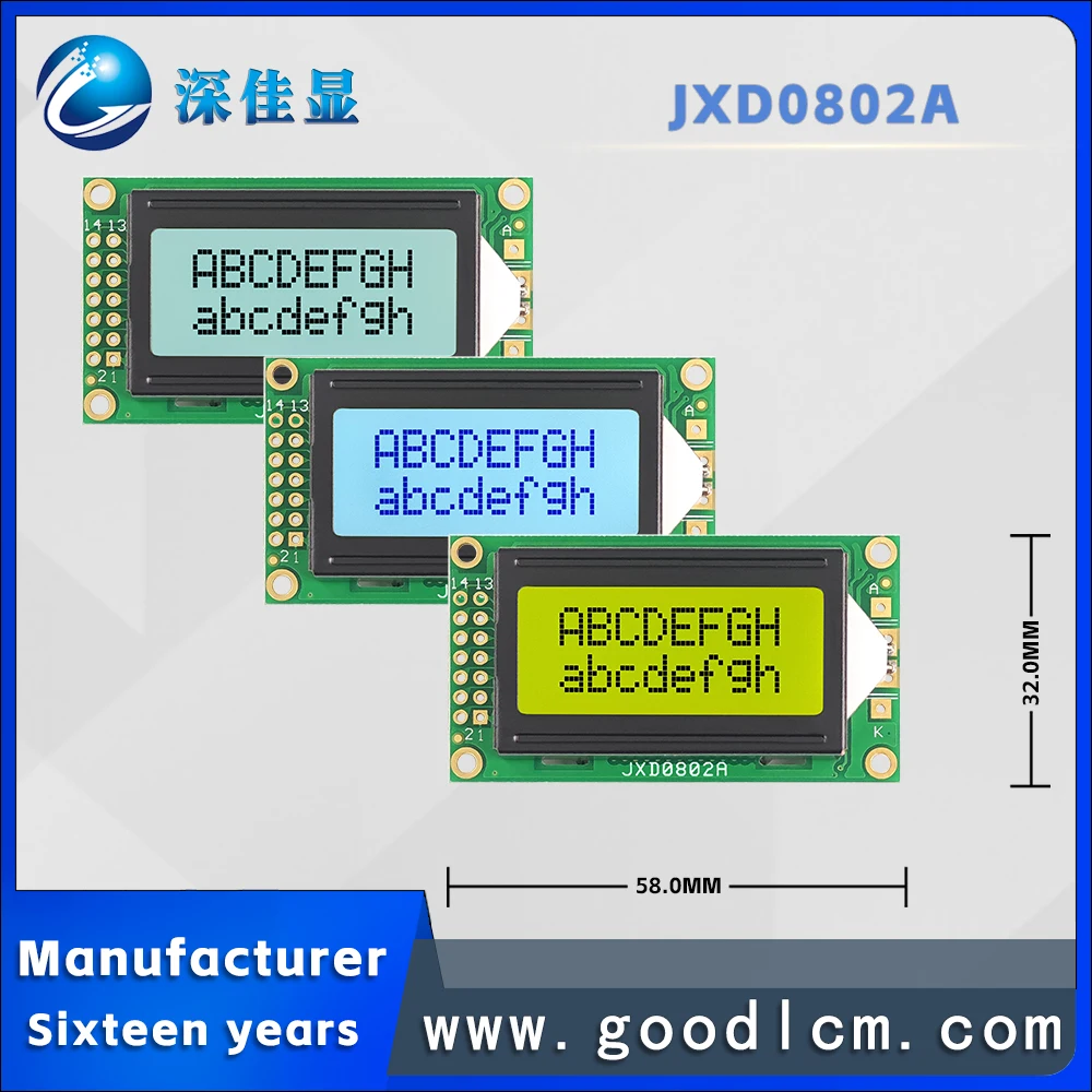 Imagem -05 - Porta Paralela 0802 Clearness Character Screen Tamanho Pequeno do Ecrã Lcd St7066 Driver Aip3106 Módulo de Exibição Lcm Lcm Jxd0802a