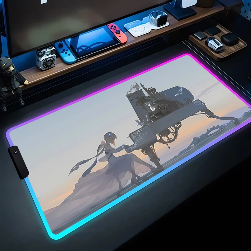 

RGB Mouse Pad G-Genshin Impact game Non-Slip Rubber Edge locking mousepads Game play mats notebook computer Home Decor Mouse mat