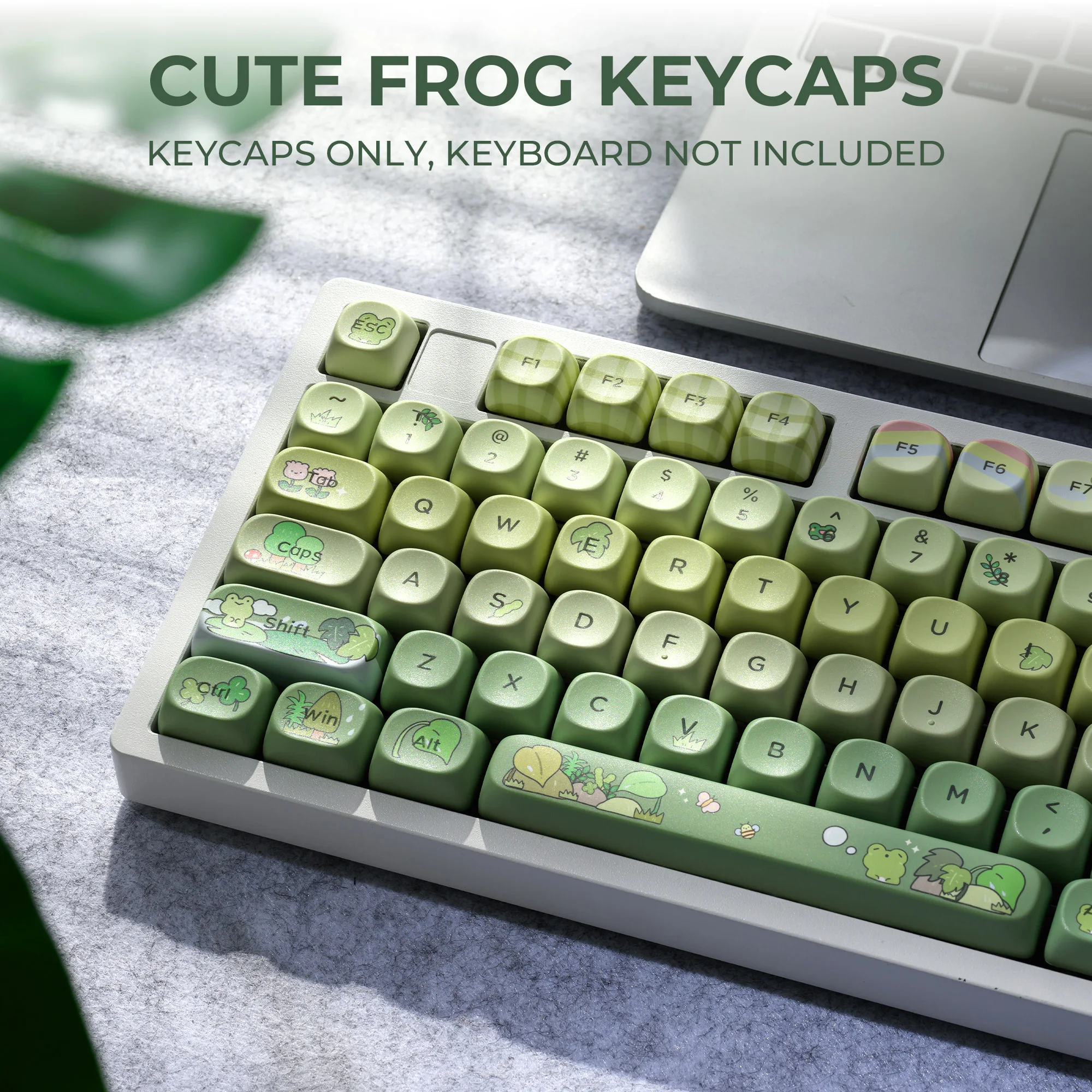 XVX Cute Frog Shine Through MOA Keycaps Green PBT Key Cap Set 117-key