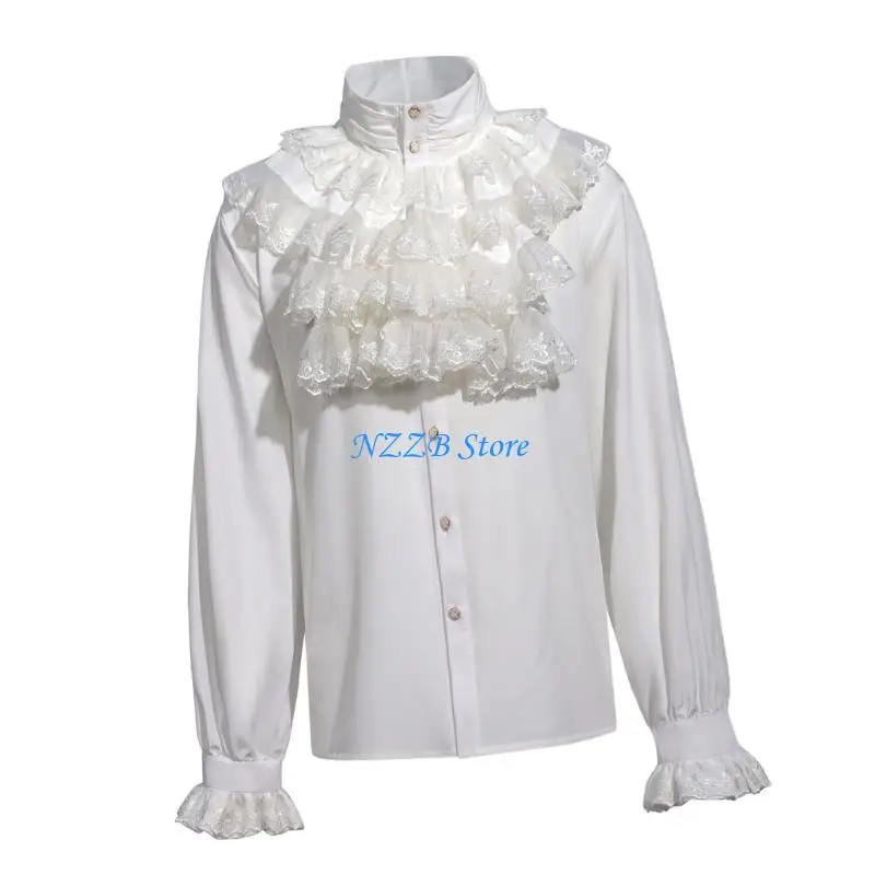 T21F Mens Pirate Vampires Shirt Victorian Medieval Gothic Shirt Halloween