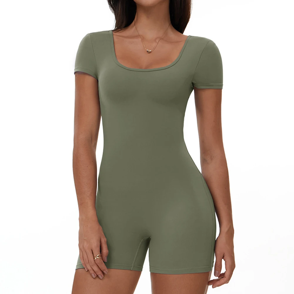 

Short Sleeve One Piece Fitness Rompers Women Tracksuit Sports Playsuit Running Yoga Shorts Jumpsuit Tight-fitting Slim Bodysuit