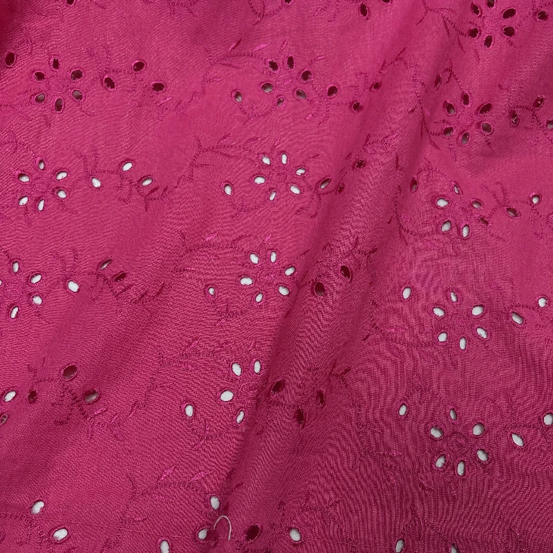 Embroidered Floral Linen Cotton Fabric Rose Pink Hollow Out Design Heavy Craftsmanship DIY Material Blouse Dress Fashion Design view 2