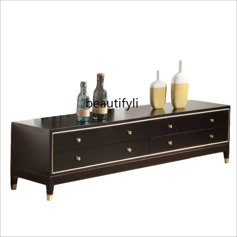 

ss8350 American TV cabinet light luxury neoclassical small apartment living room, European simple solid wood TV cabinet