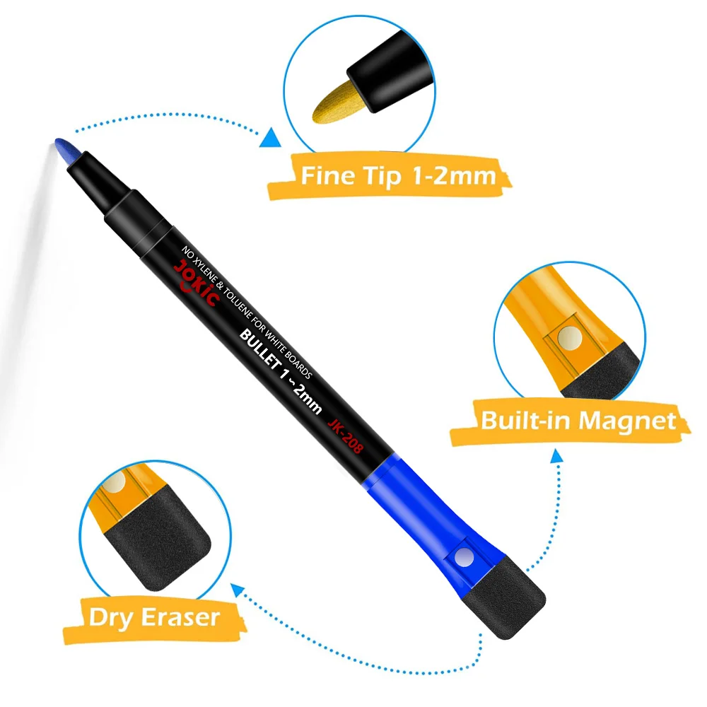 12 لون المدرسة الفصول الدراسية السبورة القلم الجاف الأبيض مجلس علامات المدمج في ممحاة طالب الأطفال قلم رسم القرطاسية