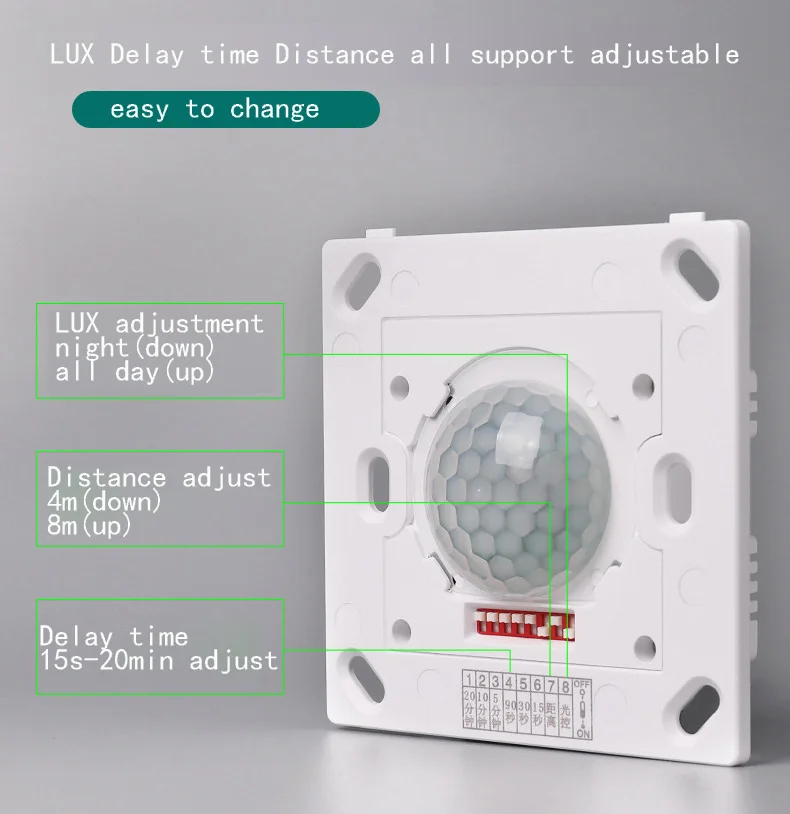 Wall Mounted Wire Infrared Detector NC/NO Relay Signal Time Optional Smart Control PIR Motion Sensor Hotel Room Smart Control