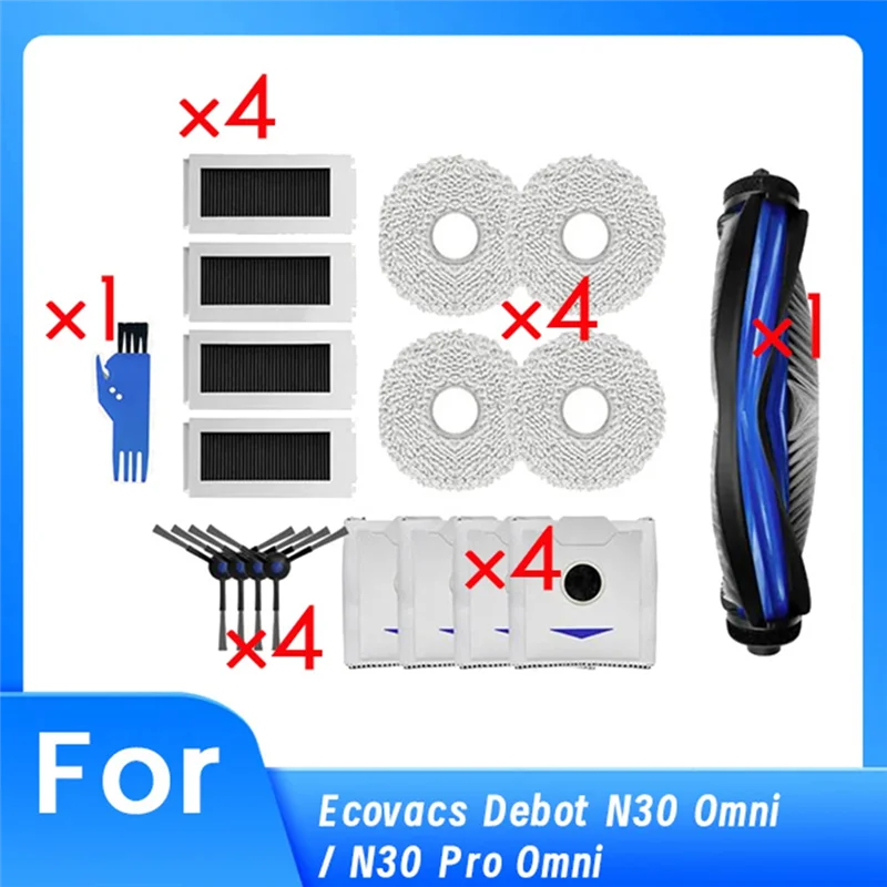 

AC93-For Ecovacs Debot N30 Omni / N30 Pro Omni Robot Vacuum Main Side Brush Mop Filter Dust Bag Ultra Durable Accessories