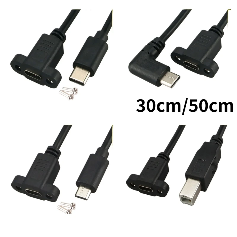 USB 3.1 Type C Mini Usb Micro Usb2.0 Printer B With Panel Mount Screw USB C Male to Female Extending Wire Extender Data Cord