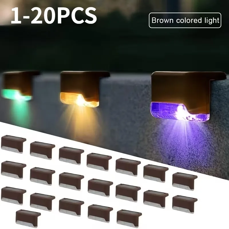 

1-20PCS Solar Outdoor Stair Lights LED Waterproof Railing Fence Lights for Garden Yard Enhances Night Safety and Atmosphere