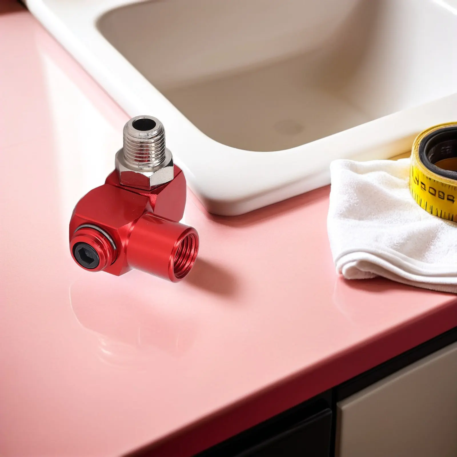 4Pcs Red Swivel Air Hose Connector Aluminum Alloy 360 Degree Rotation Quick Connect Pneumatic Fitting for Air Compressor Tubing
