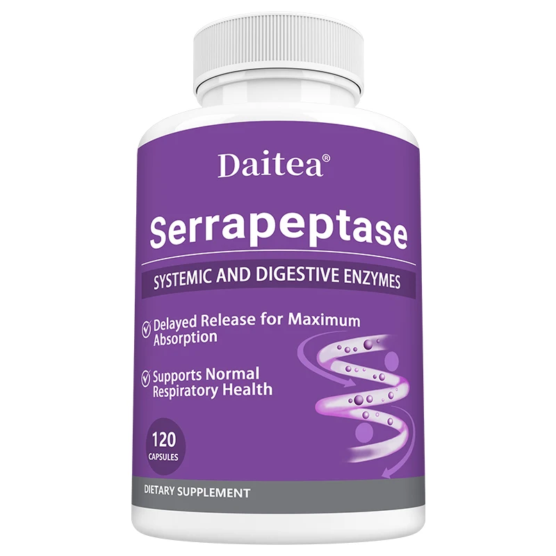 Serrapeptase con Enzima Digestiva, Suplemento de Alta Potencia, Apoya la Función Celular Saludable, la Salud Intestinal y la Digestión
