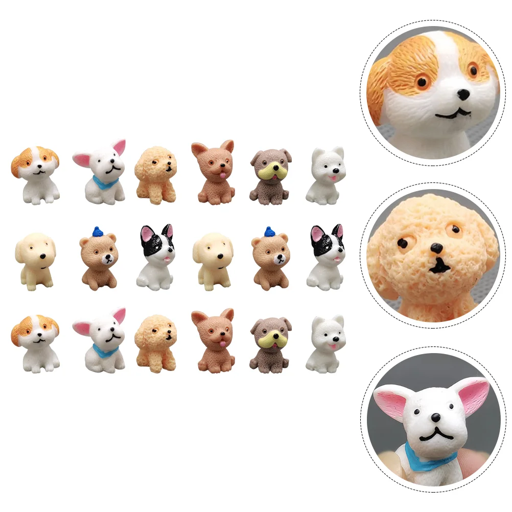 

18 Pcs Small Puppy Figurines Artificial Dog Bonsai Ornament Resin Mini Animals Figures