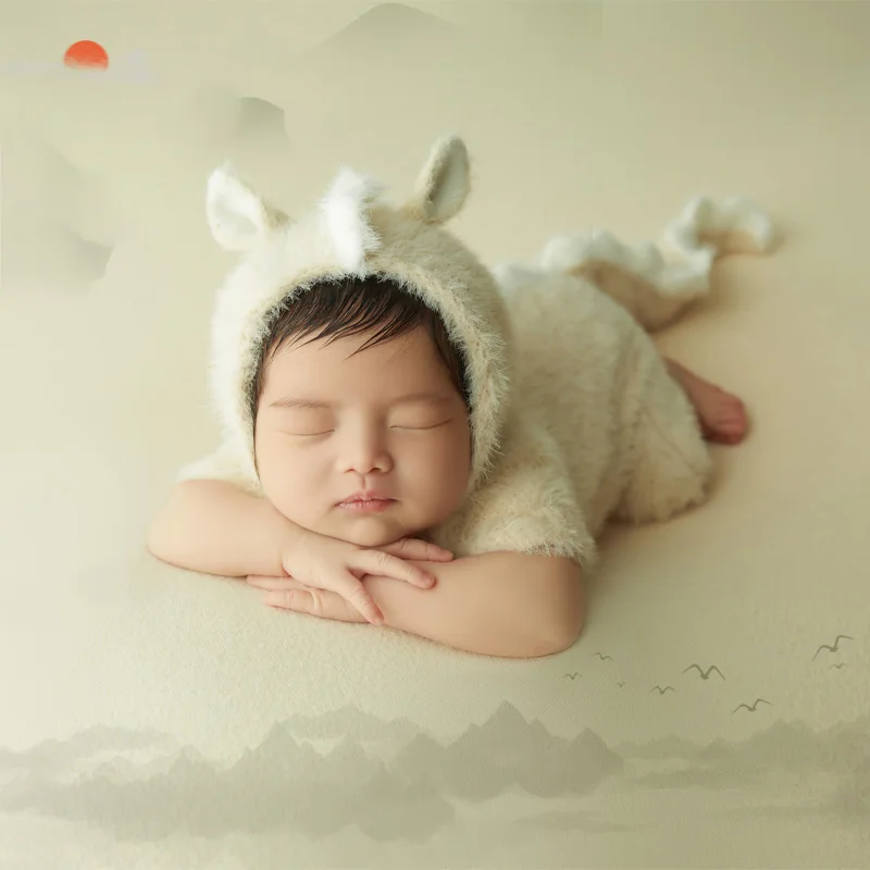 Newborn Dinosaur Photography Outfits Knitted Mohair Wool Dragon Clothes With Tail One Month Babies Photoshoot Outfit Accessories