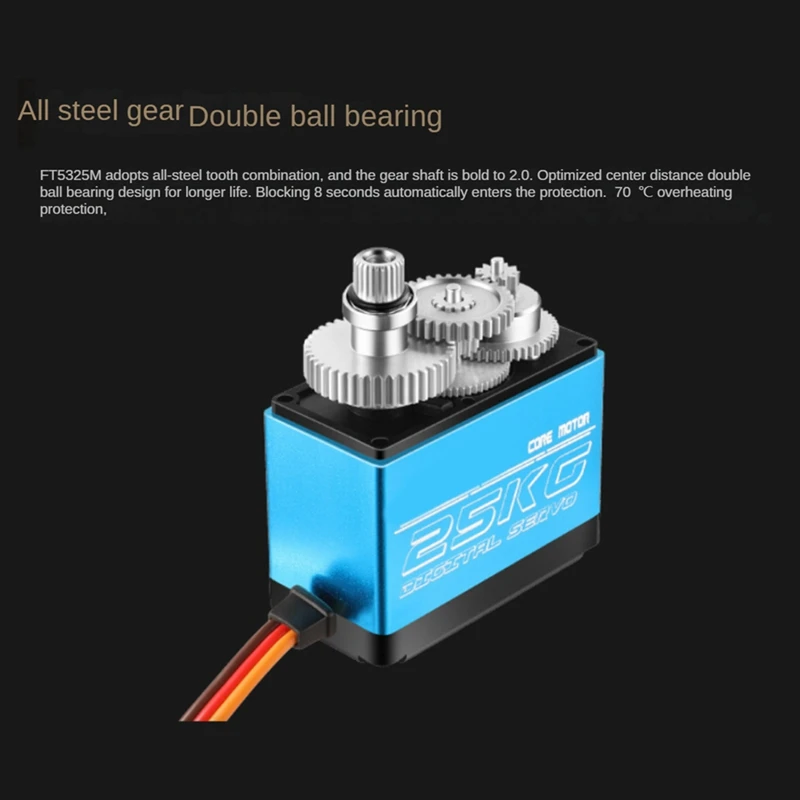 FT5325M 25KG Digital Servo Metal Gear Waterproof Brushless High Speed Servo For 1/8 1/10 RC Car Boat Robot