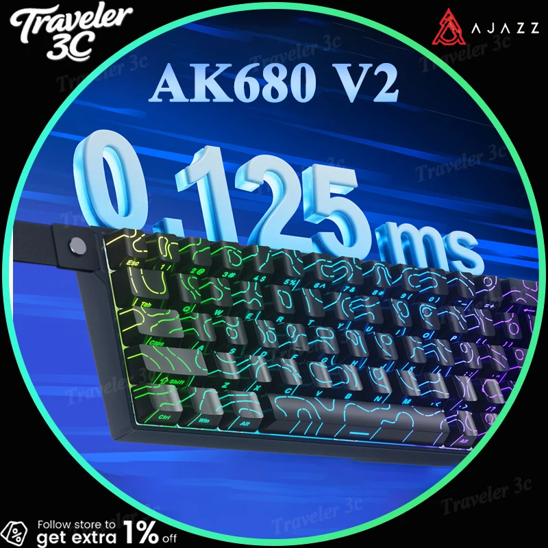 

New Release AJAZZ AK680 V2 Wired E-sports Magnetic Switch Keyboard 8K128K Ultra-high Scan Rate Keybaord 0.125MS Low Latency PC