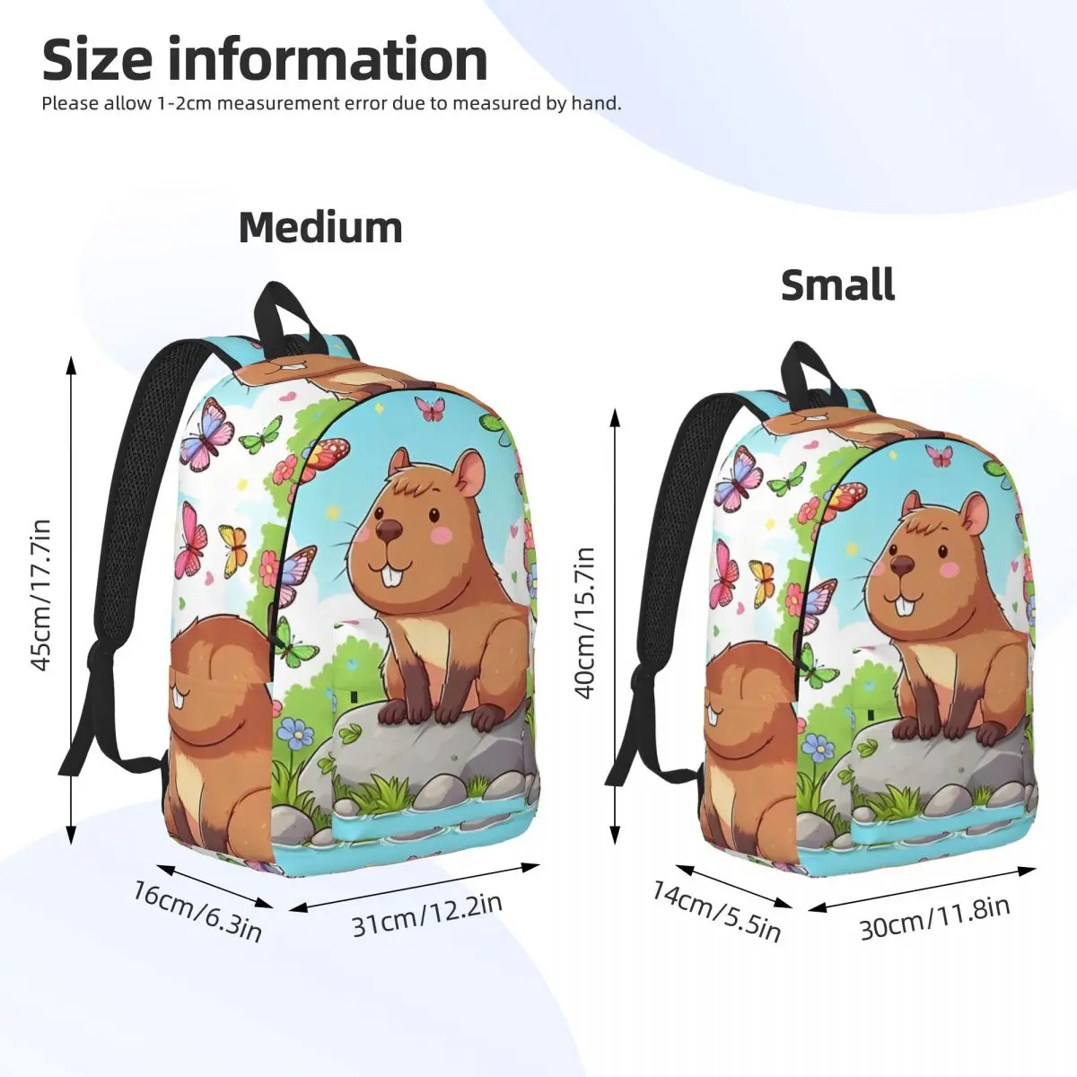 Capibara Borboleta para Adolescentes Estudante Escola Bookbag Daypack Médio Alto Presente Universitário