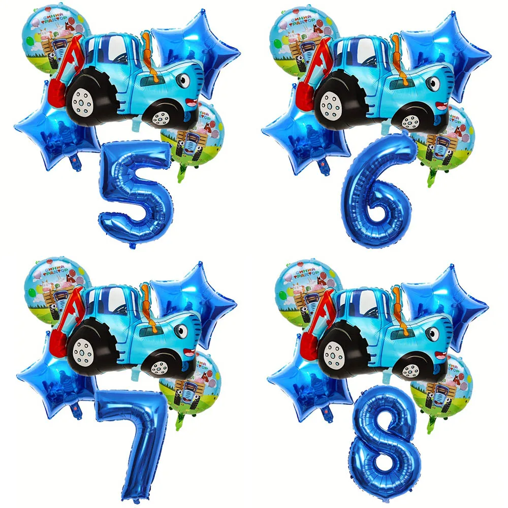1Set Bauernhof Traktor Luftballons Blaue Anzahl Folie Ballon Traktor Thema Ballon Geburtstag Party Dekoration Lieferungen Baby Dusche Geschenke